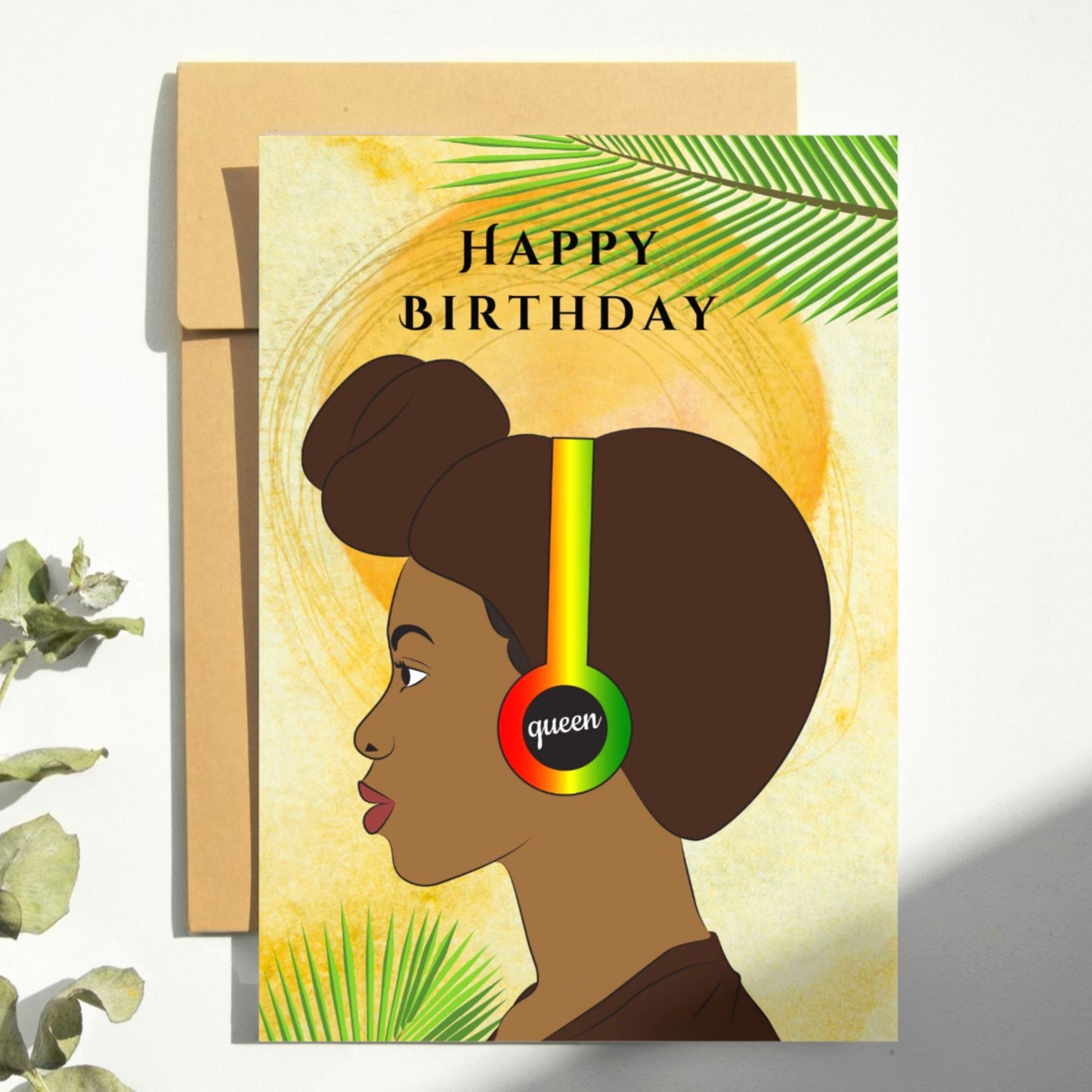 Black queen woman birthday greeting card