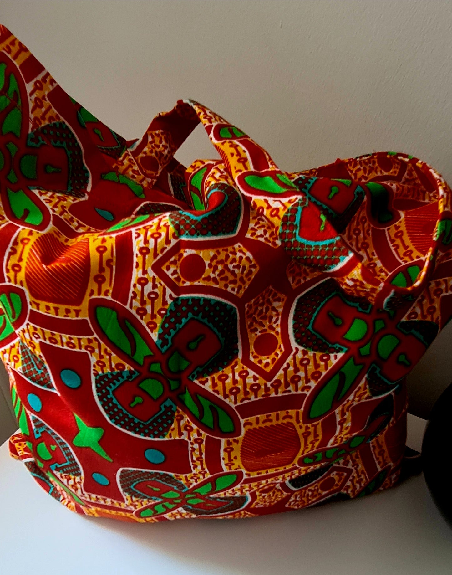 Red African Fabric Tote Bag