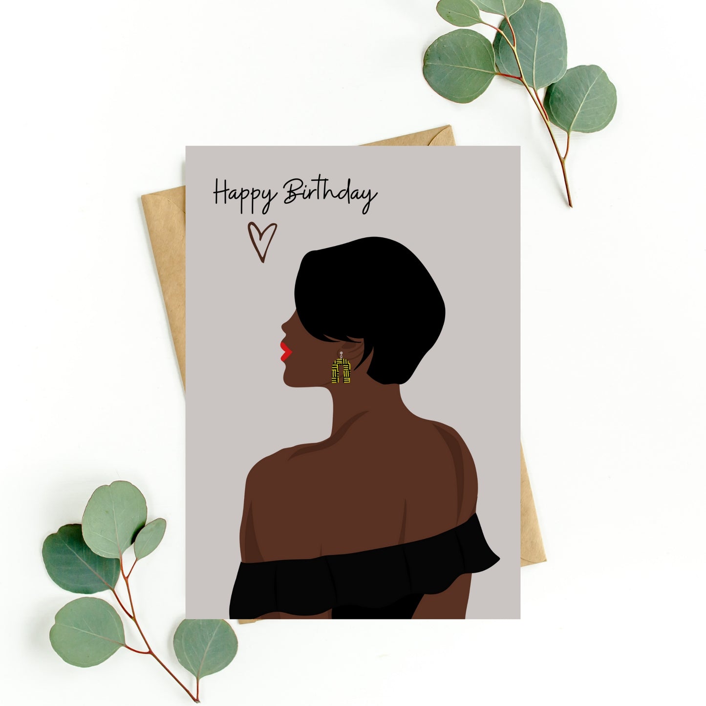 Afro chic woman birthday card