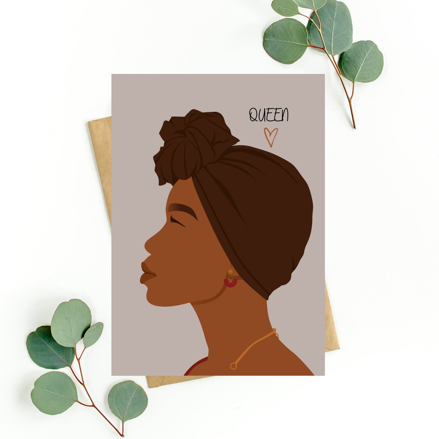 Black Woman Queen In Head Wrap Birthday Card