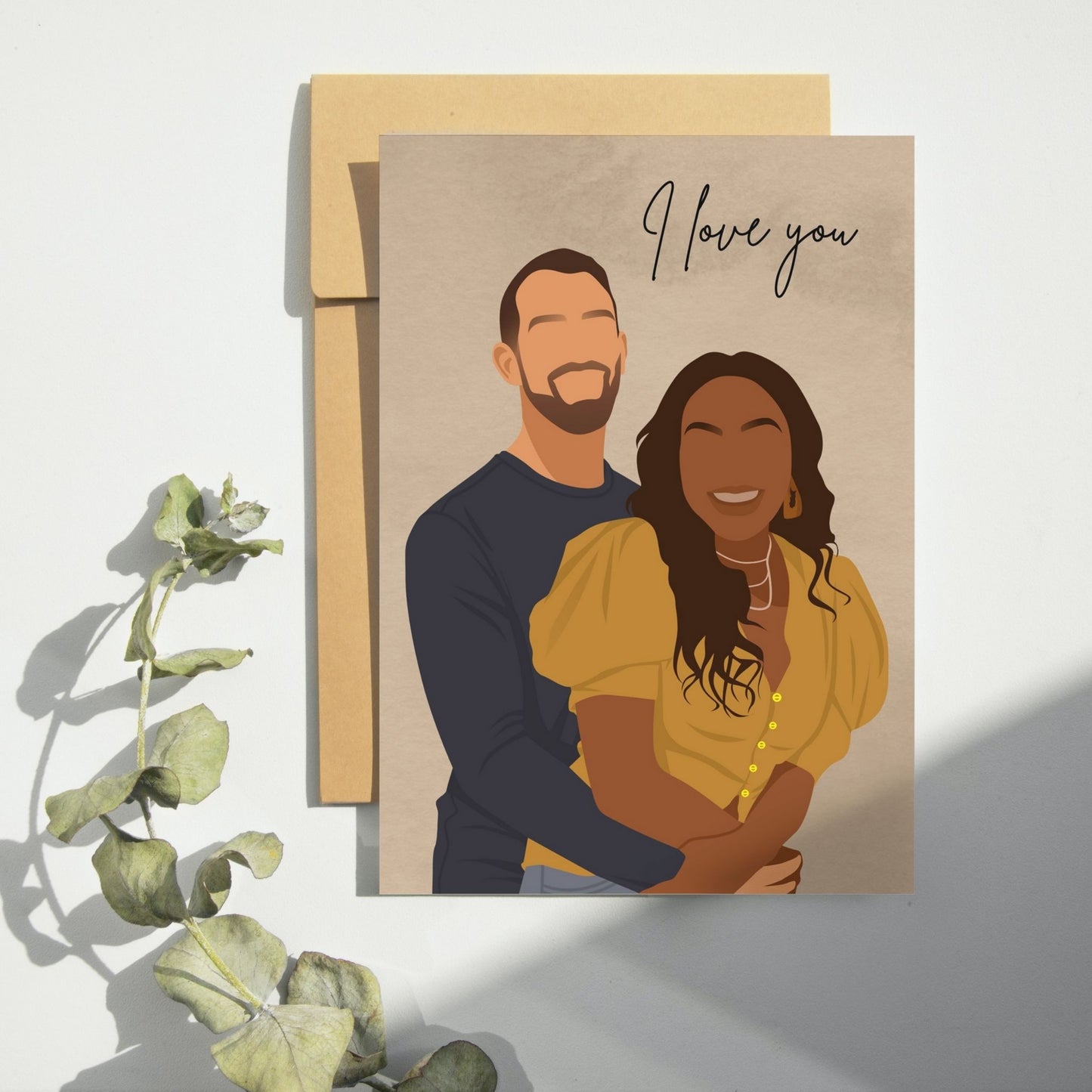 Interracial Couple Valentines Greetings Card