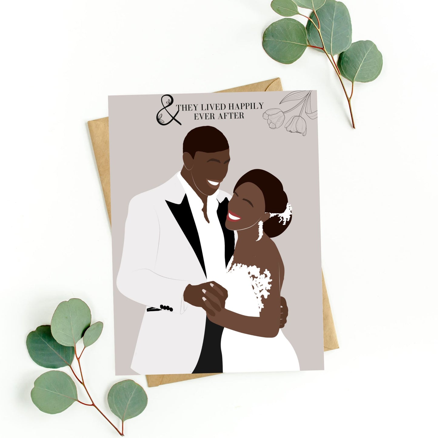 Black couple wedding greeting card