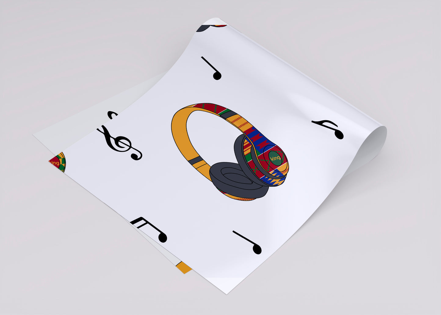 Kente Print Headphone Wrapping Paper - Gift Wrapping