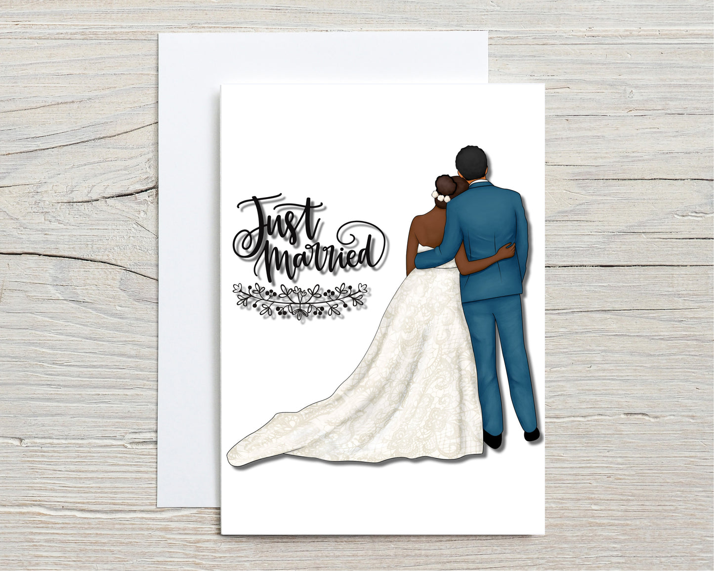 Just Married Black Couple Interracial Couples Newlywed Cards for Weddings