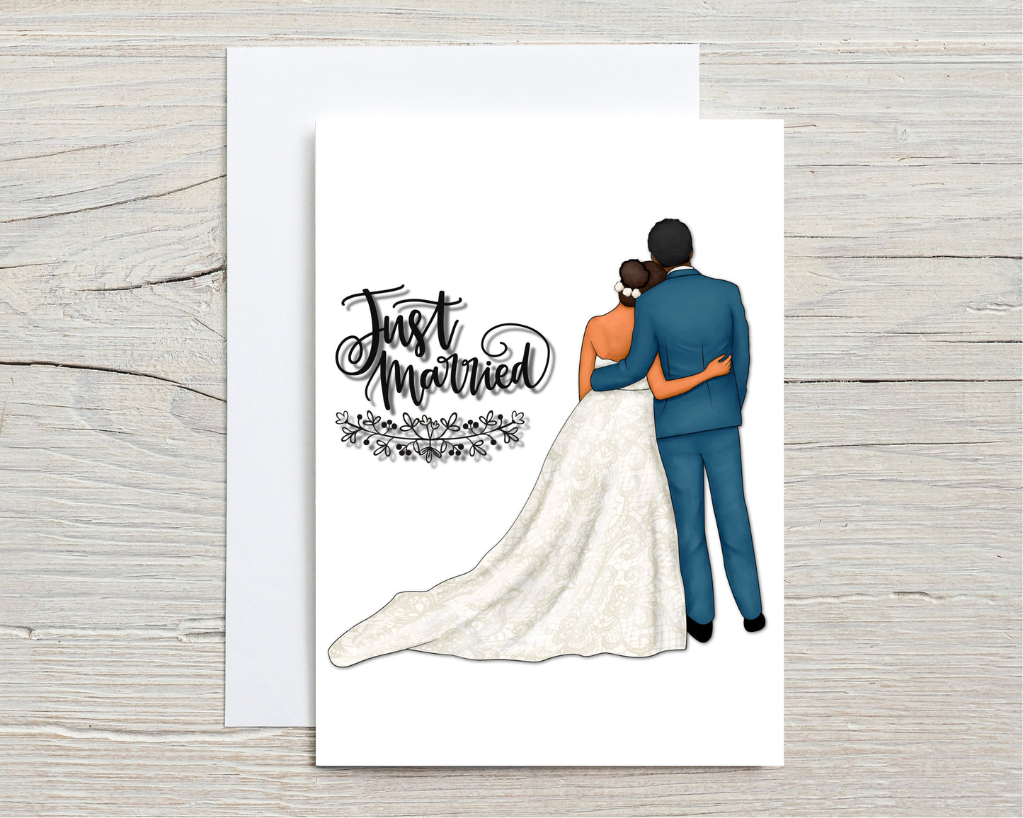 Just Married Black Couple Interracial Couples Newlywed Cards for Weddings