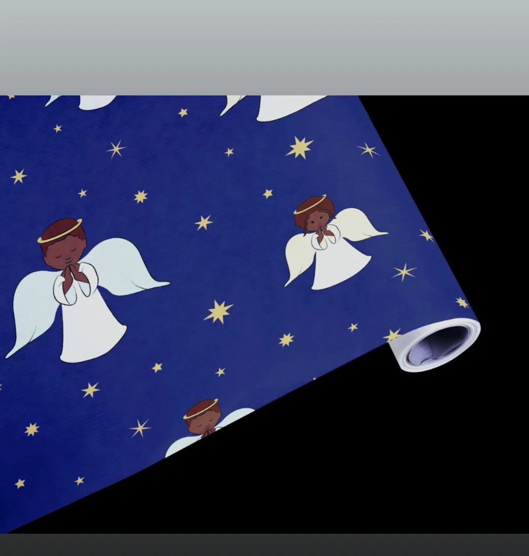 Christmas Black Angels Luxury Wrapping Paper