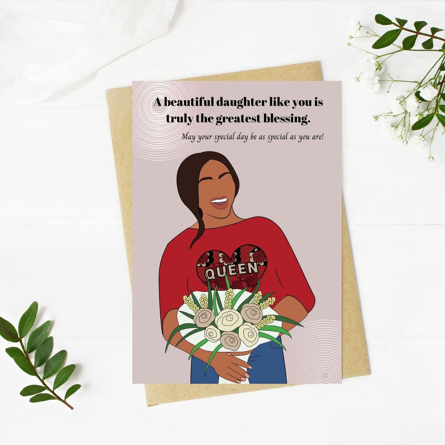 Black Woman Daughter Birthday Card Black Beautiful Queen Smiling Woman