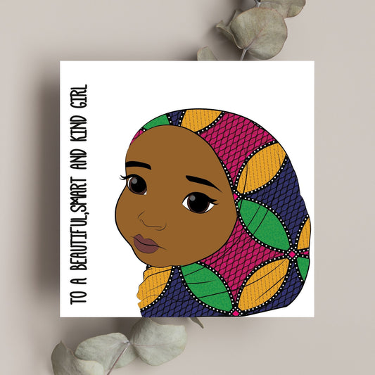 Little Black Muslim Girl Black Girl Magic, Muslim Hijab Birthday Card