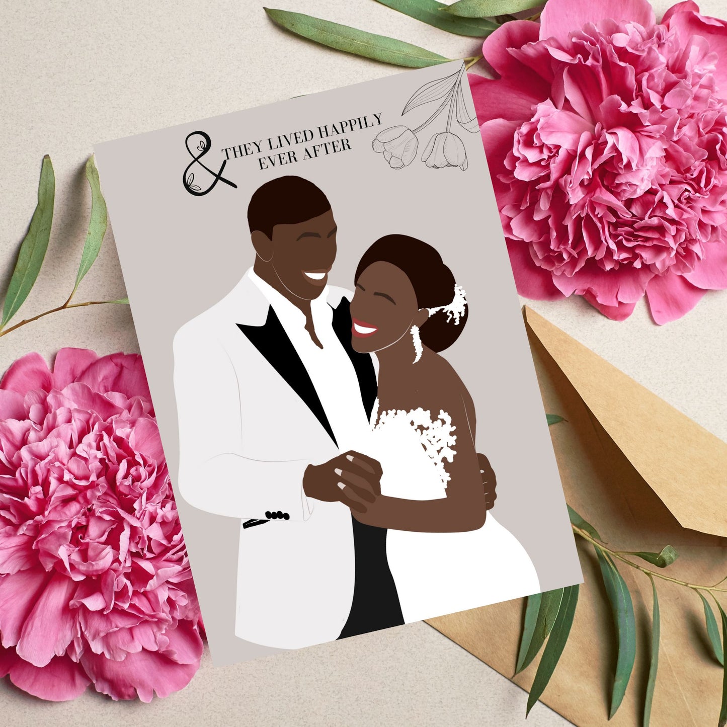 Black Couple Wedding Greeting Card Traditional Wedding