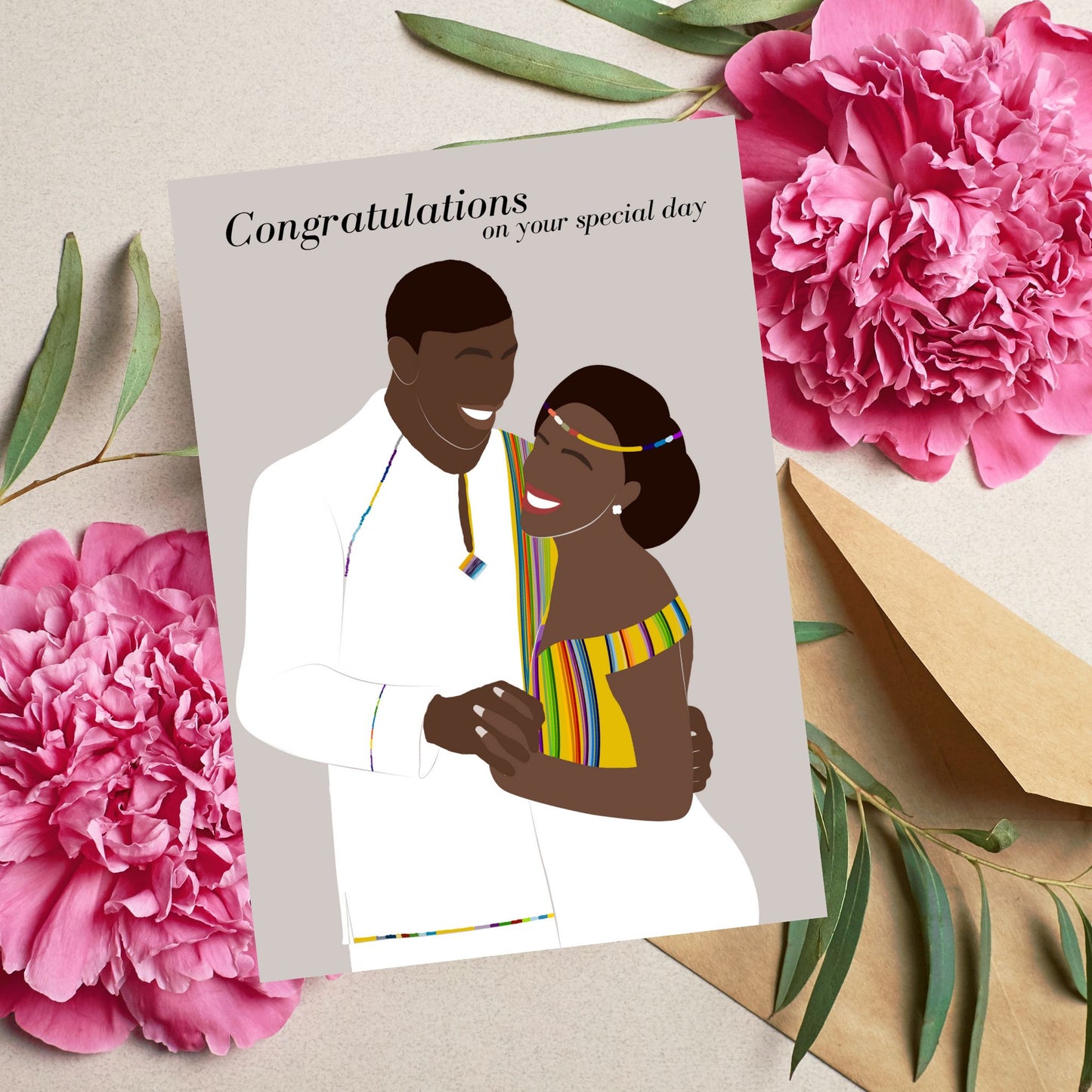 Black Couple Wedding Greeting Card Traditional Wedding