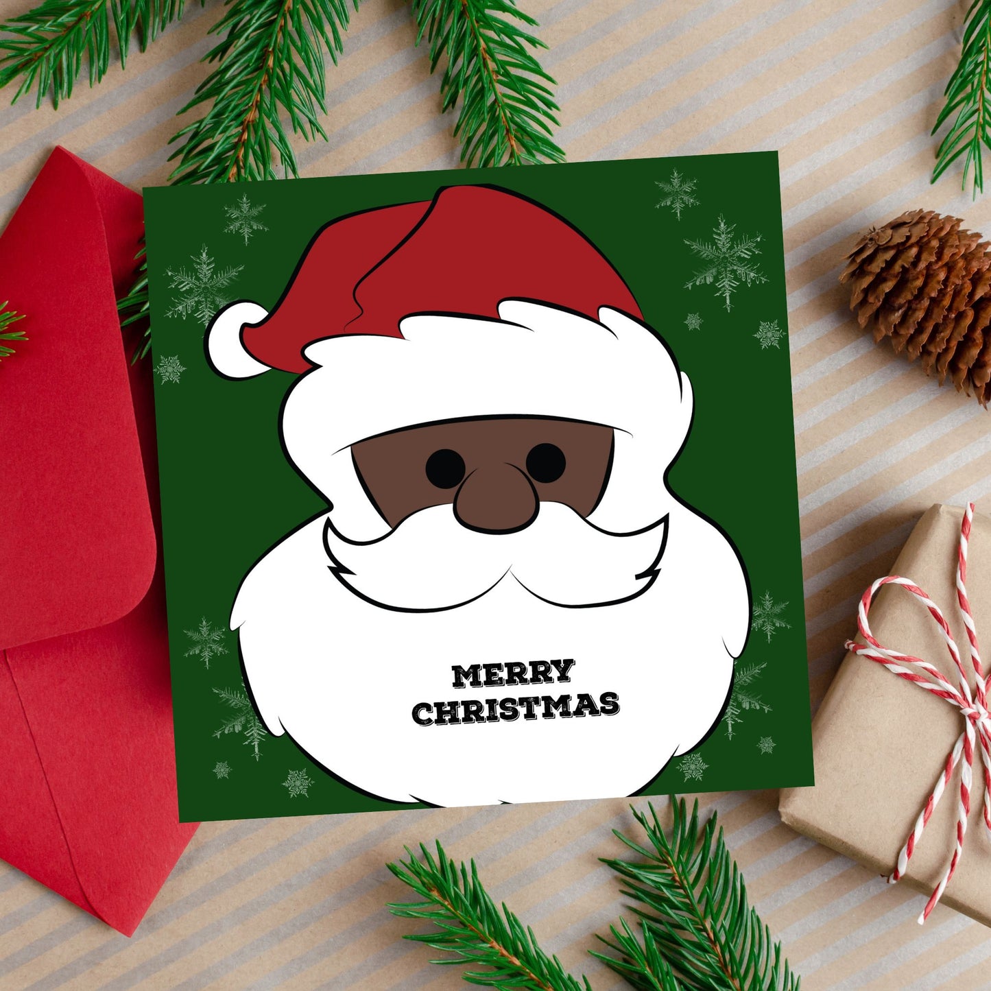 Christmas Santa Card, Black Santa