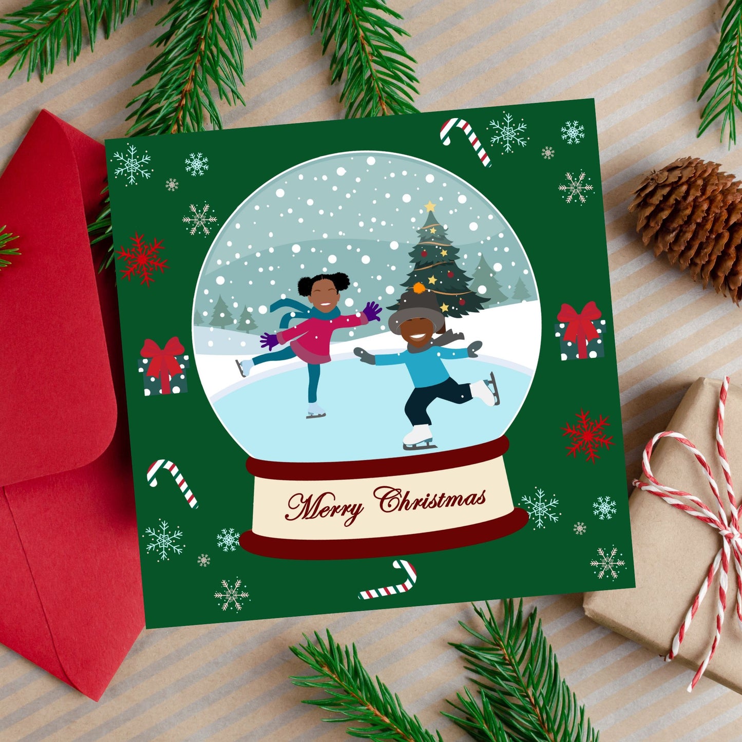 Christmas Winter Globe Children Greeting Cards