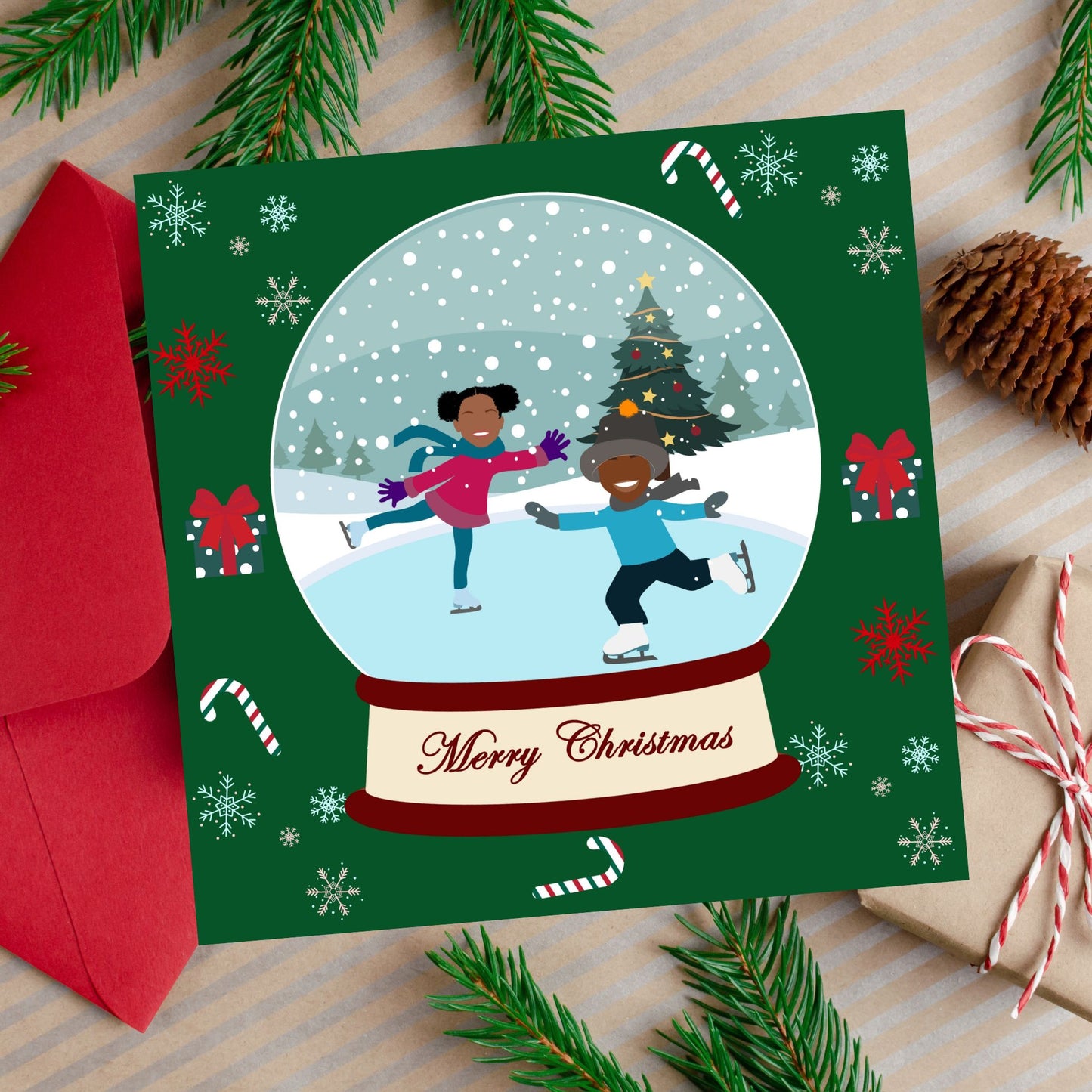 Christmas Winter Globe Children Greeting Cards