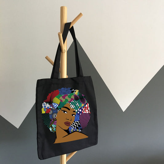 Afro Black Woman Cotton Tote Bag