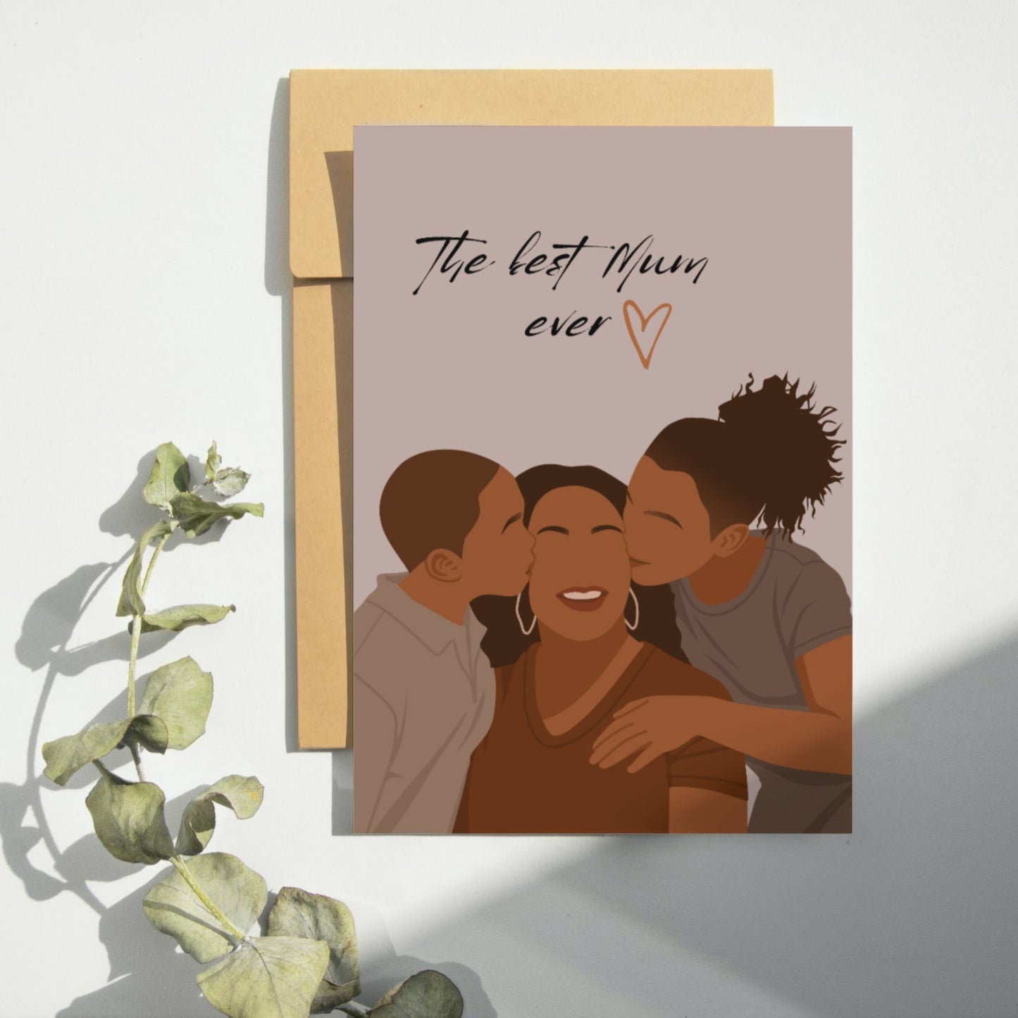 Black mum and children mothers day card