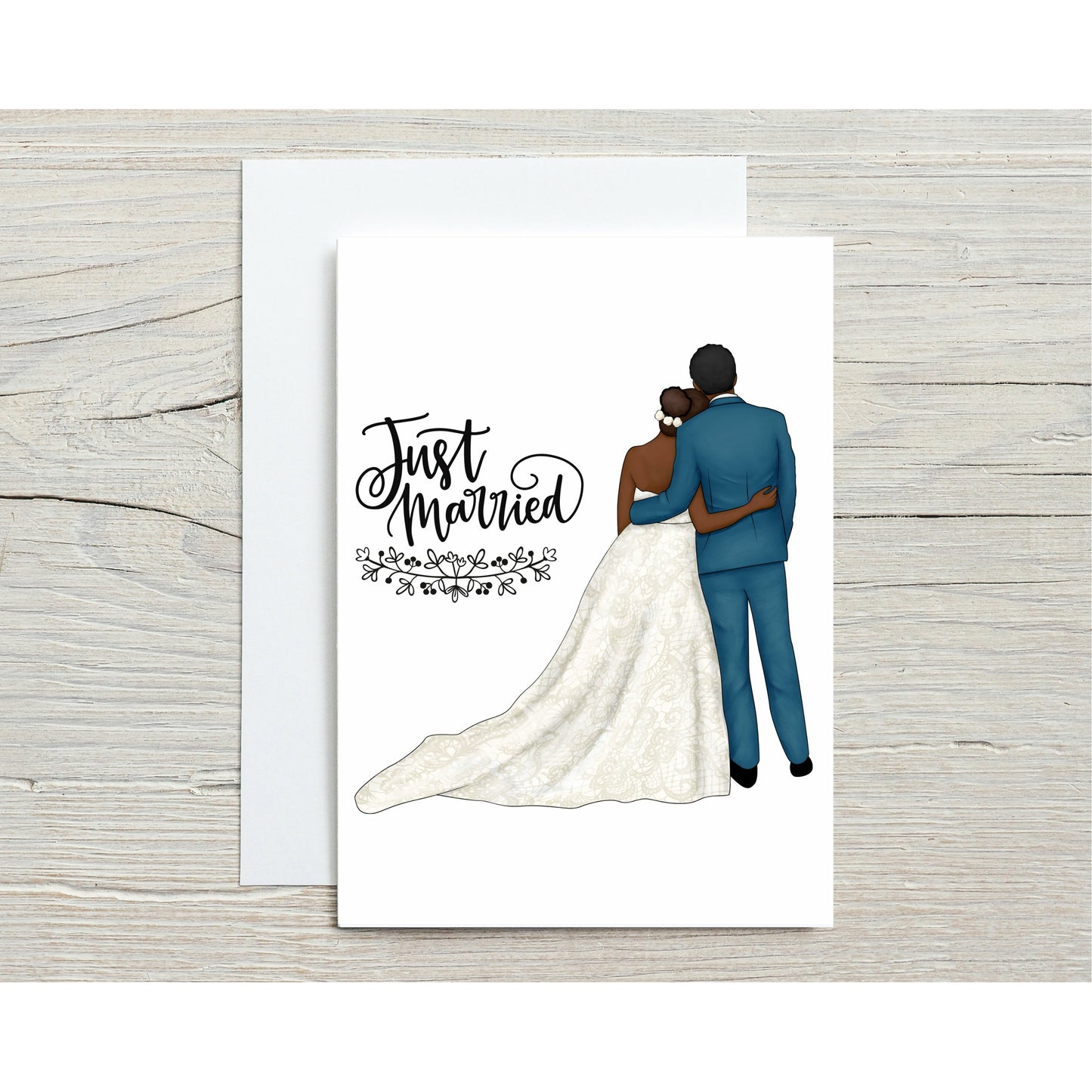 Just Married Black Couple Interracial Couples Newlywed Cards for Weddings