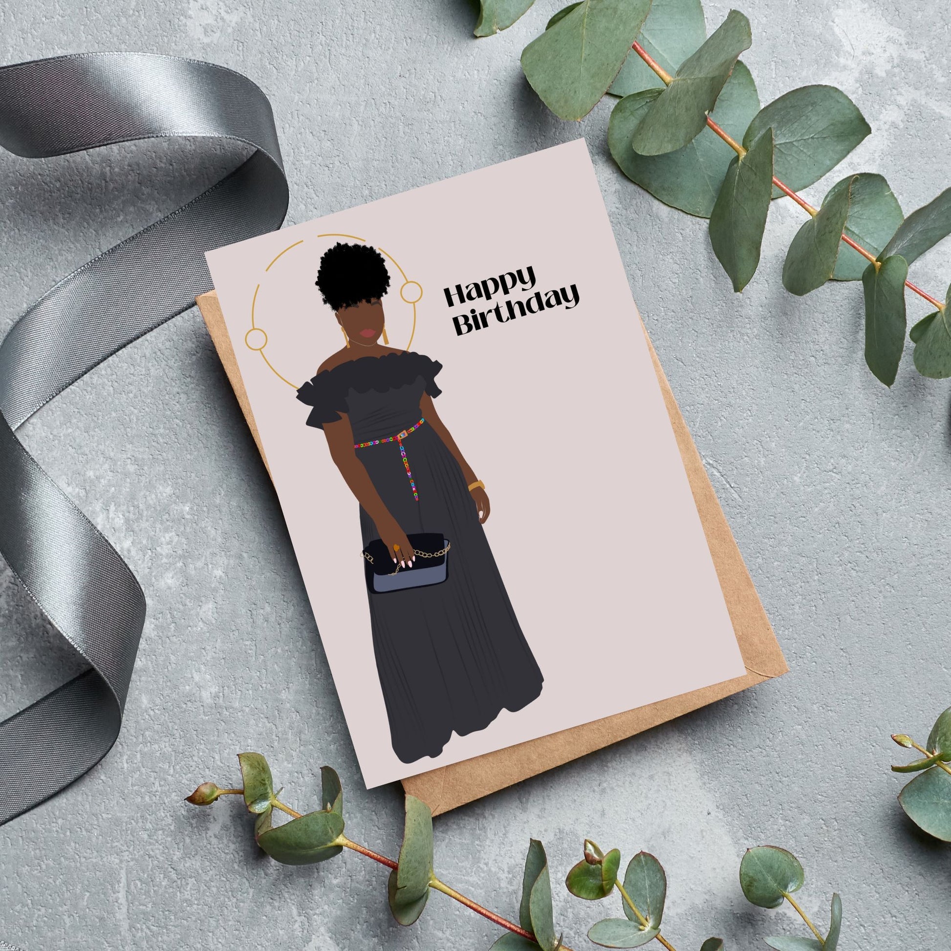 Black Afro Woman greeting card