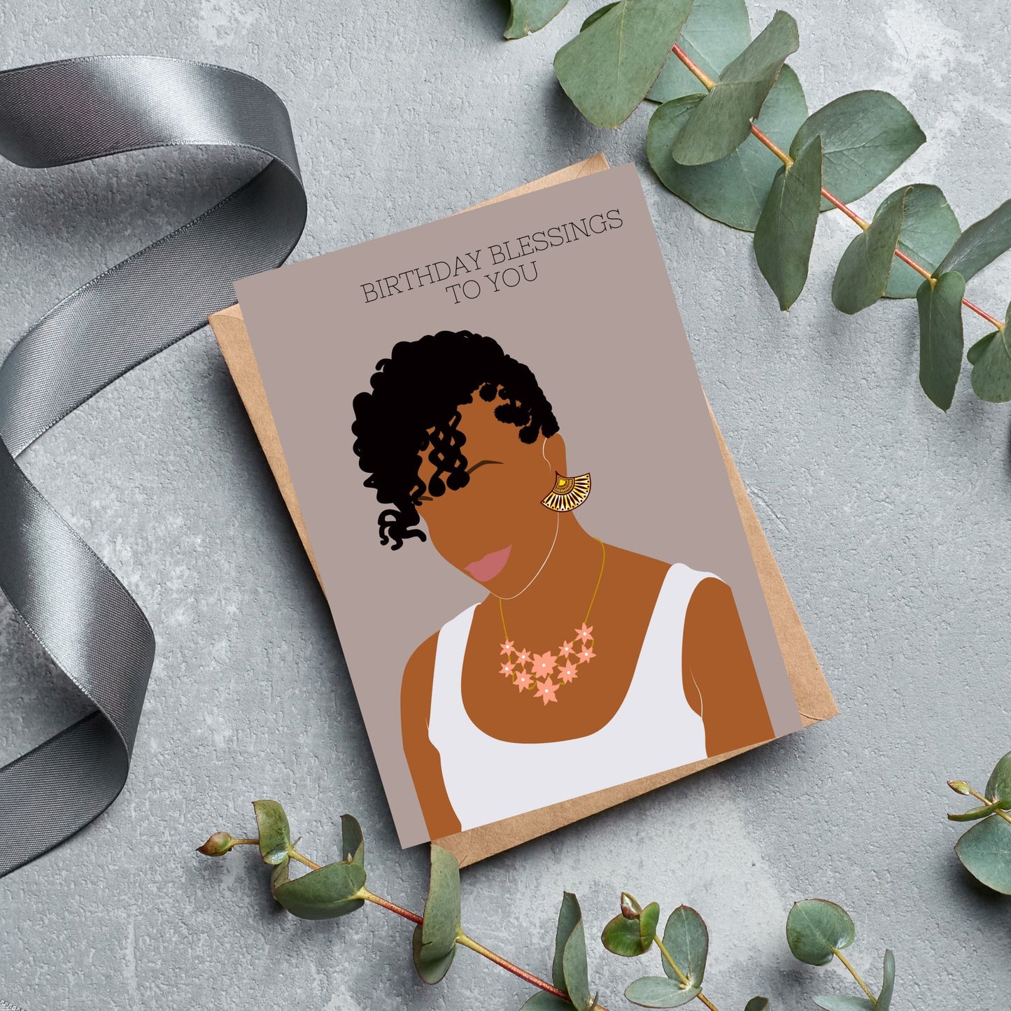 Mixed raced black woman birthday card