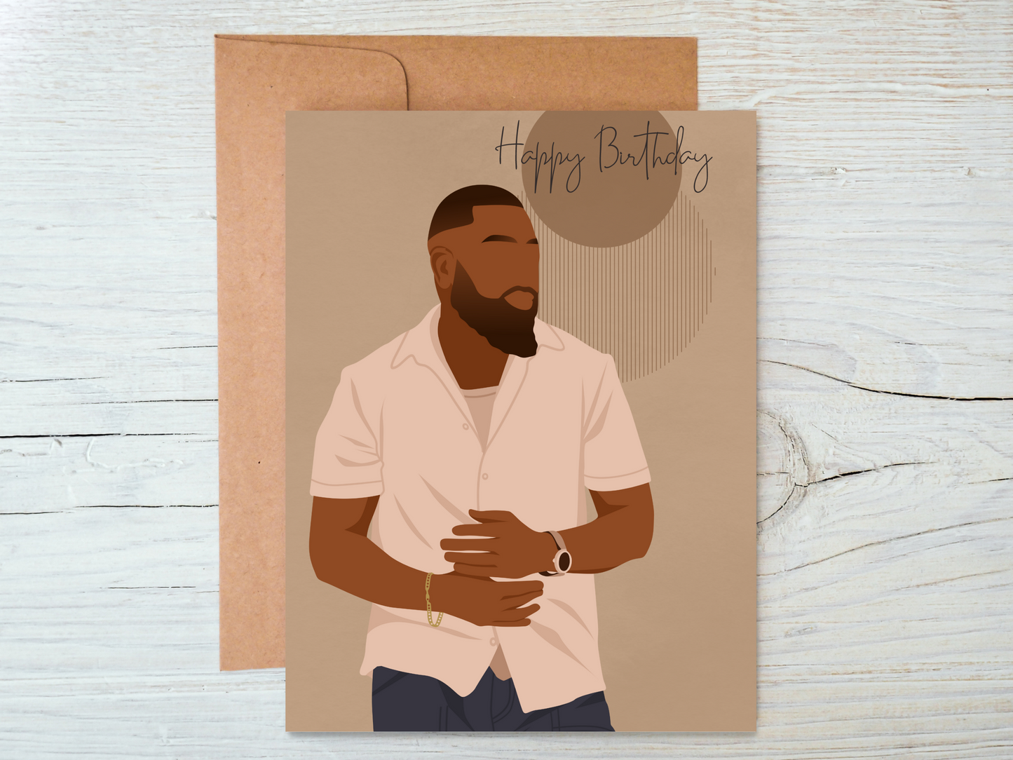 Black Bearded Man Birthday Greetings Card