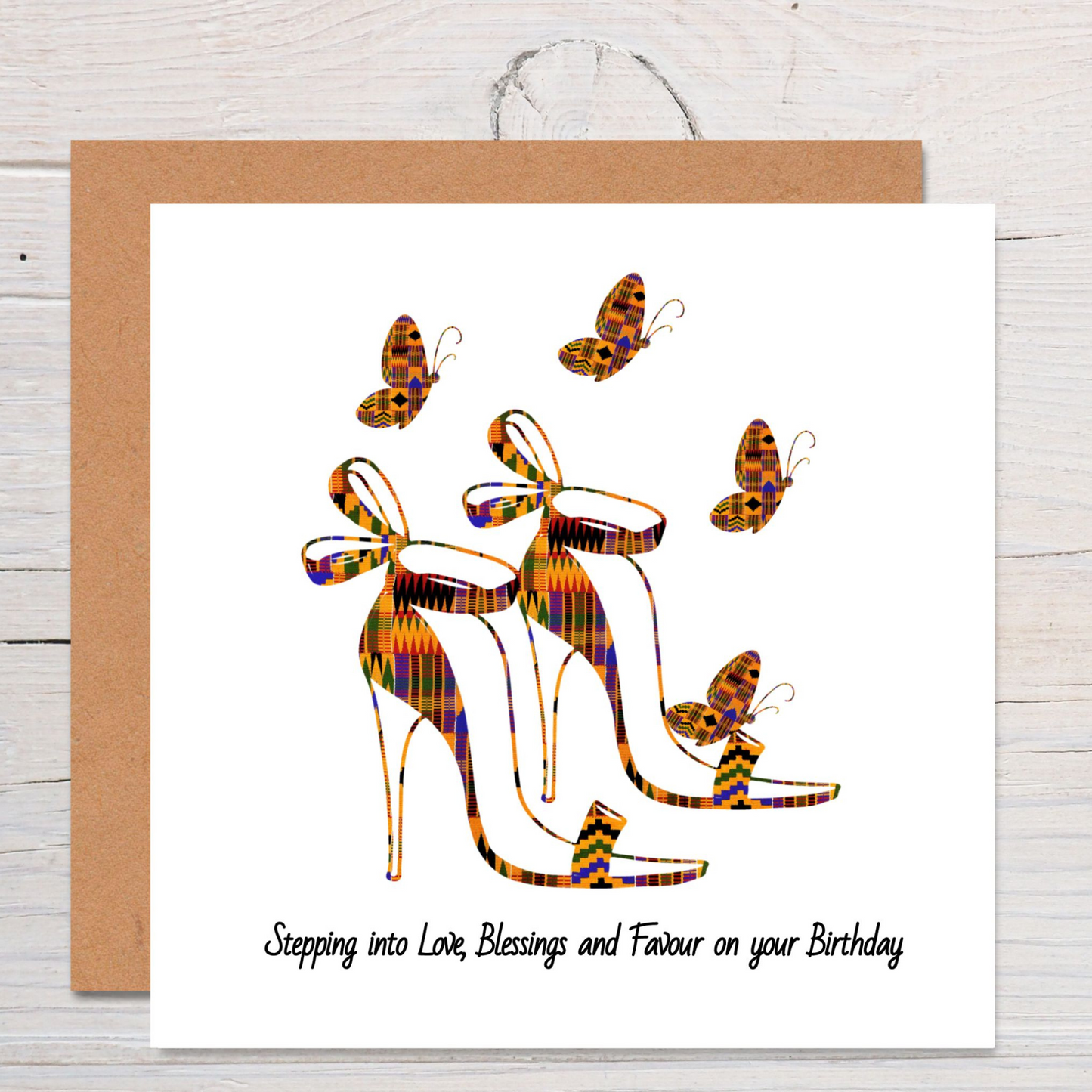 Stepping Into Love African Kente Print Birthday Card- Cards for Women