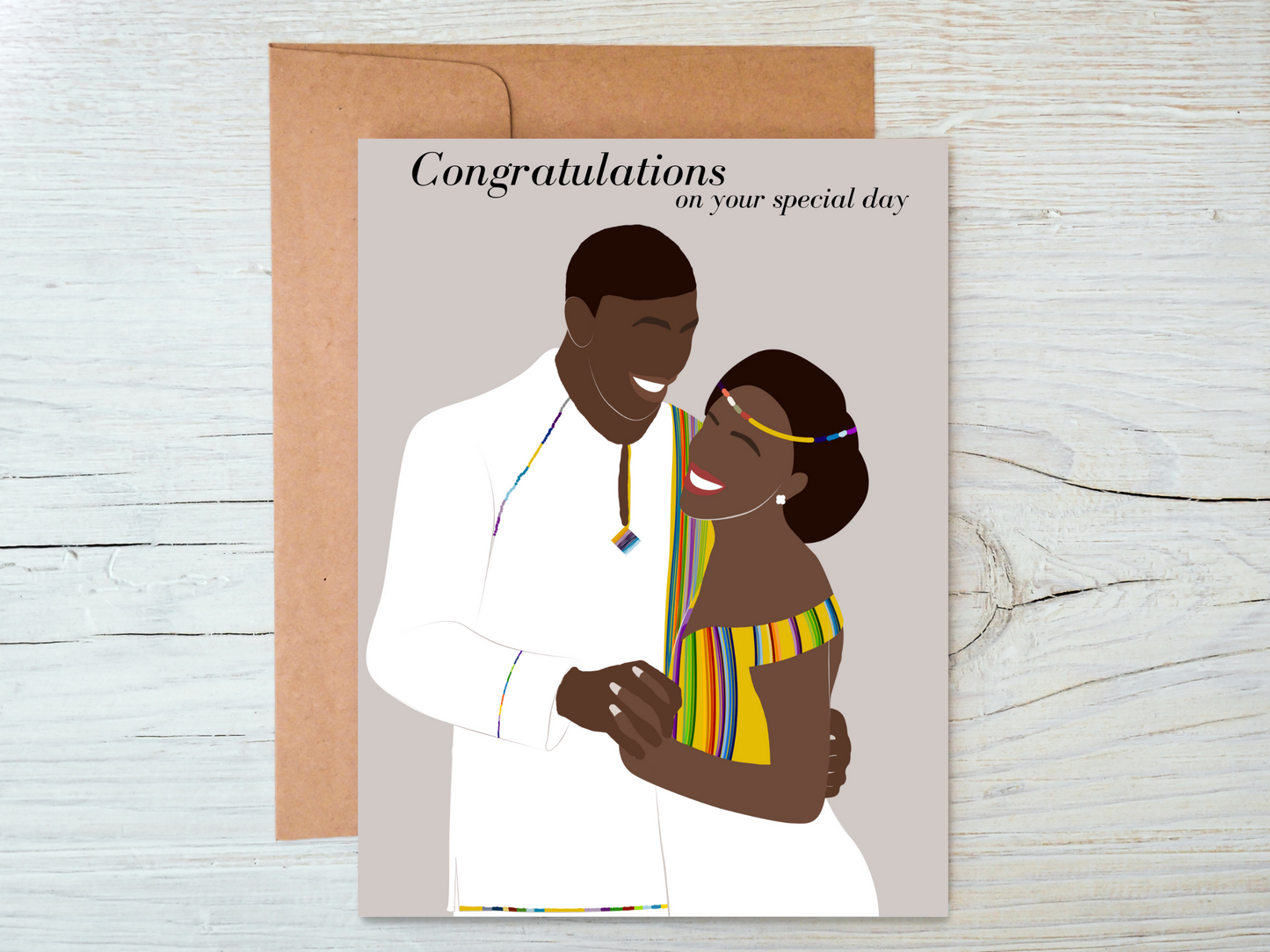 Black Couple Wedding Greeting Card Traditional Wedding