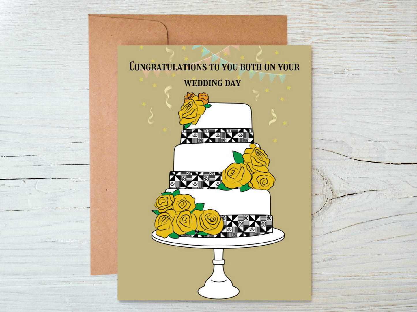 Kente African Inspired Wedding Cake Greeting Card