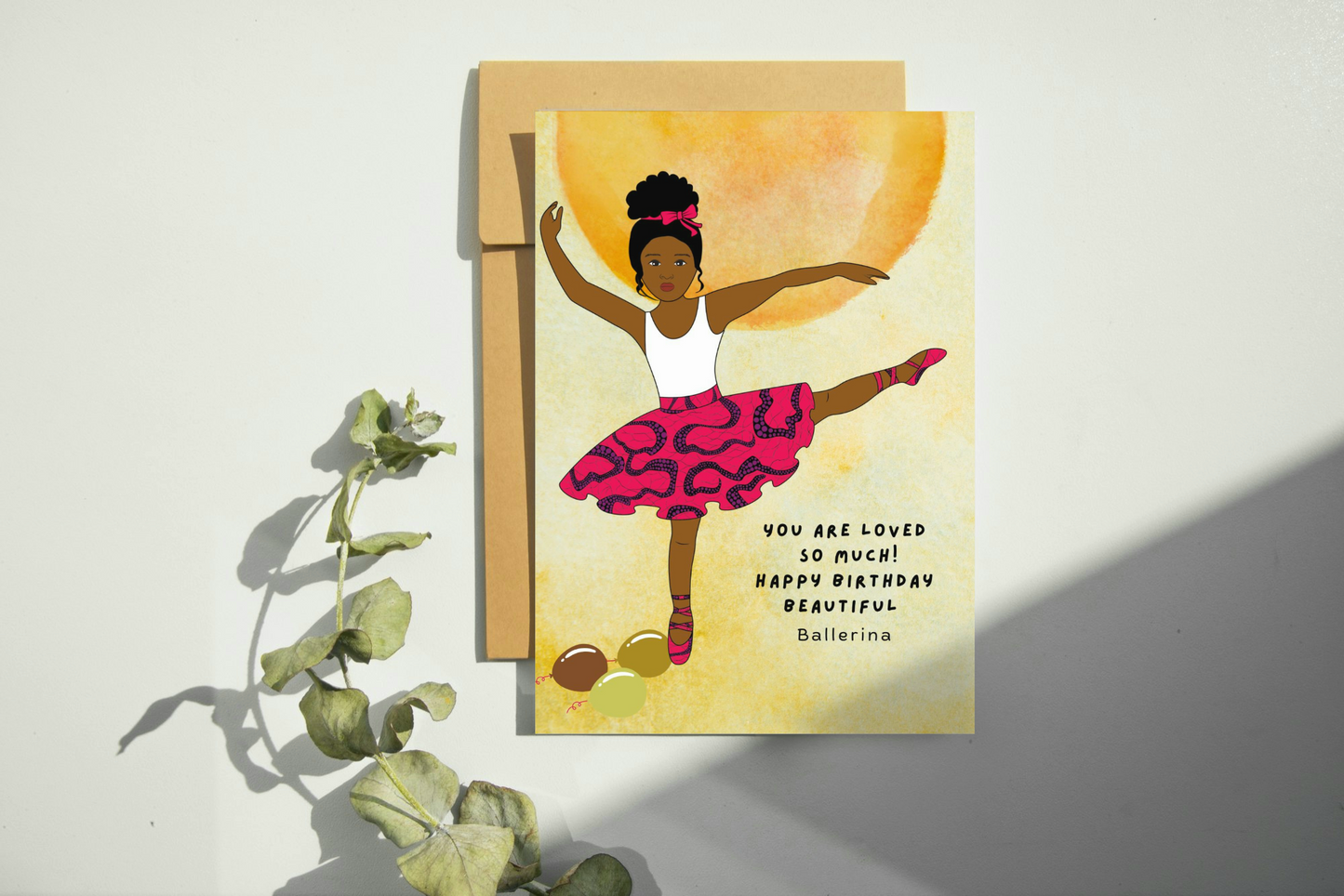 Black Little Girl Ballerina Birthday Card- Cards for Children