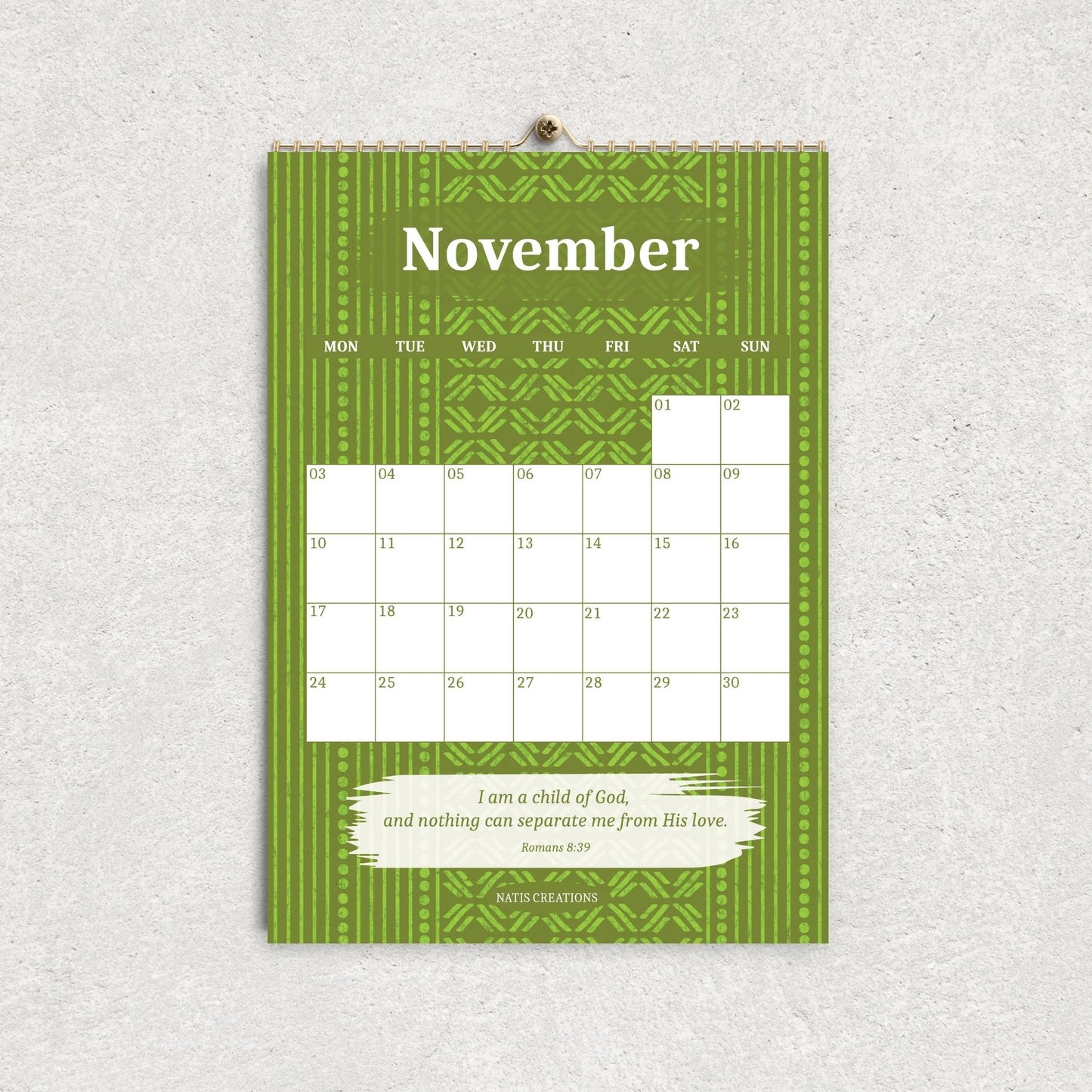 2025 Diverse Batik Print Biblical Quotes Calendar