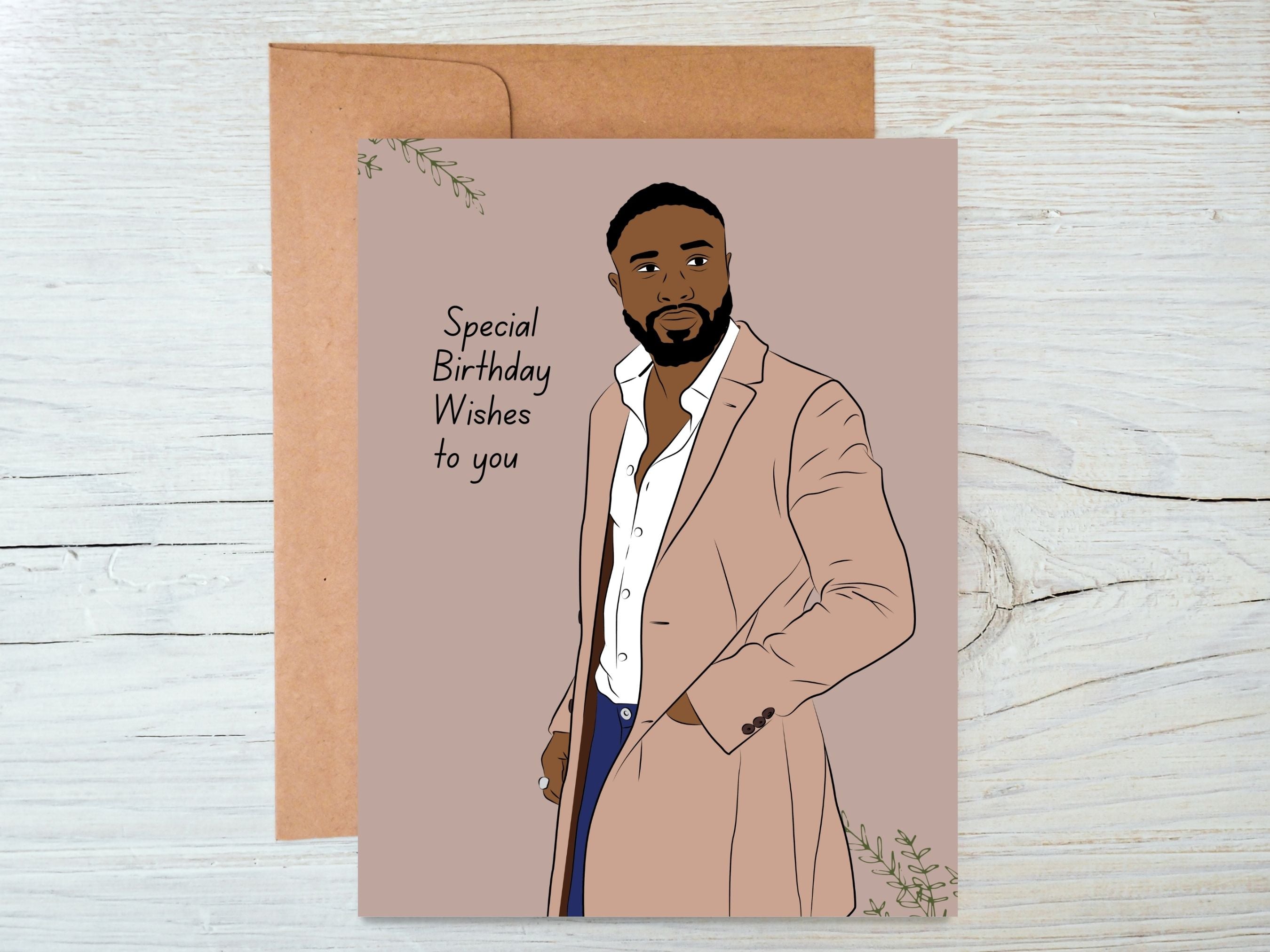 Black male, black man birthday card
