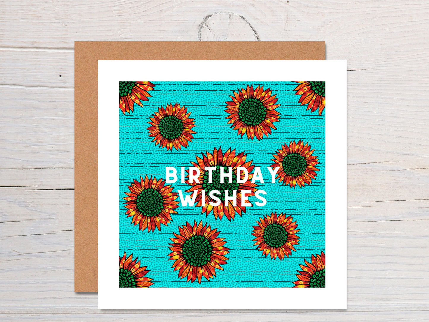 Afrocentric print sunflower card