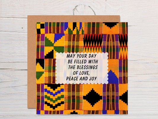 Orange Kente Pattern Birthday Card