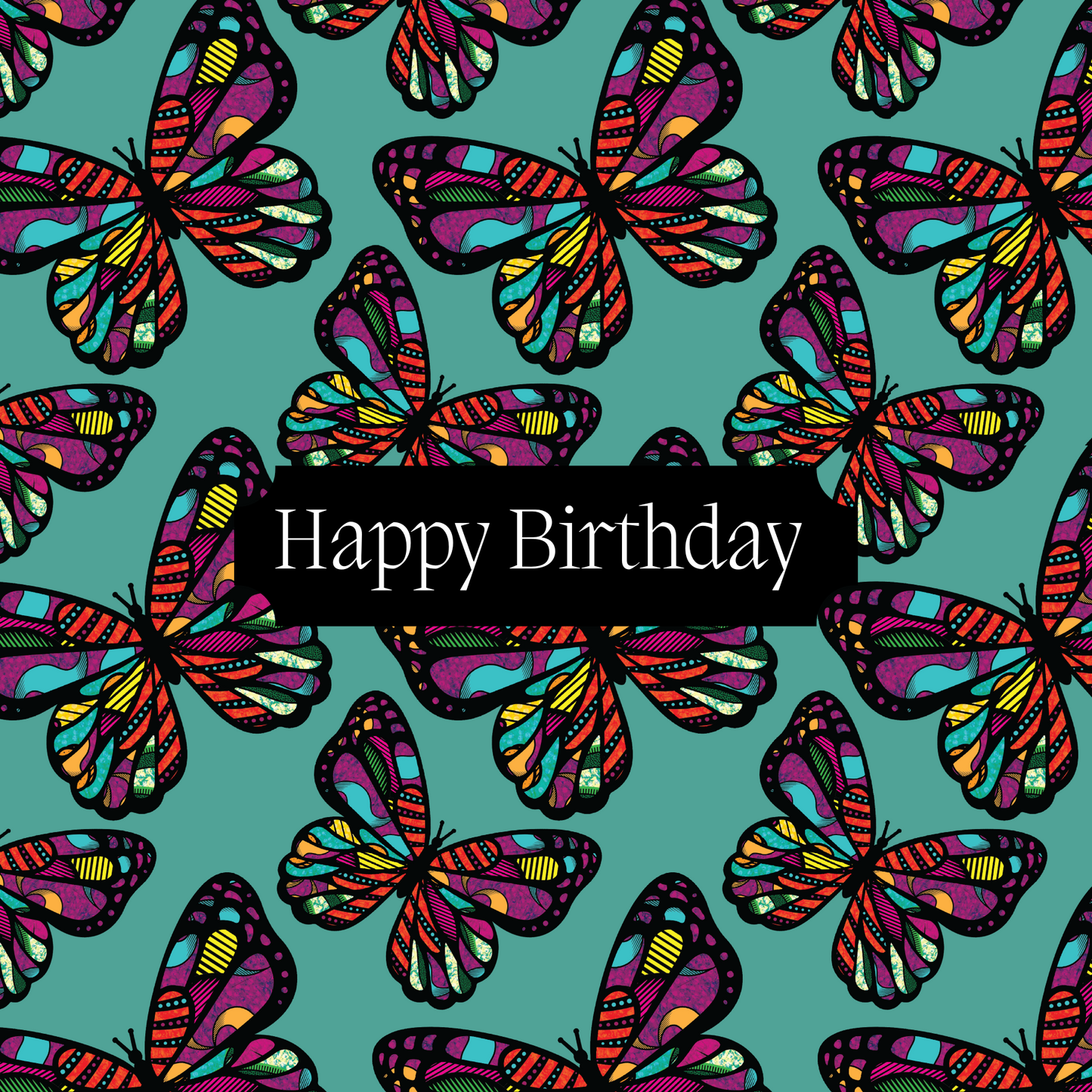 Afrocentric Butterfly Pattern Birthday Card