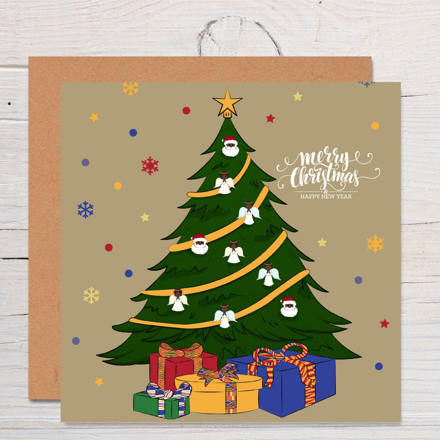 Black Santa ornaments Christmas cards Natis Creations