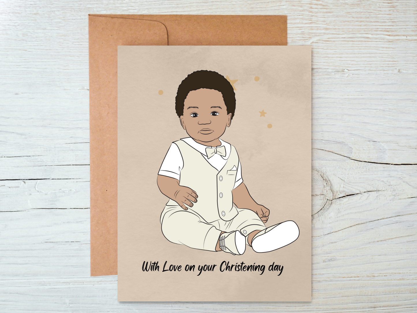 Black Baby Christening Cards
