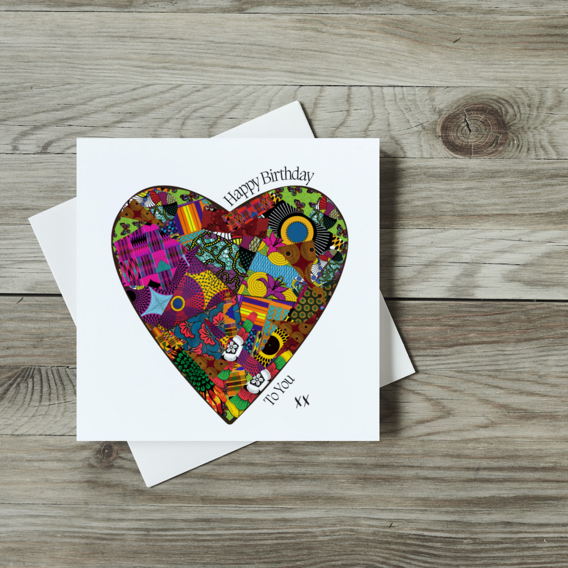 Heart print birthday card