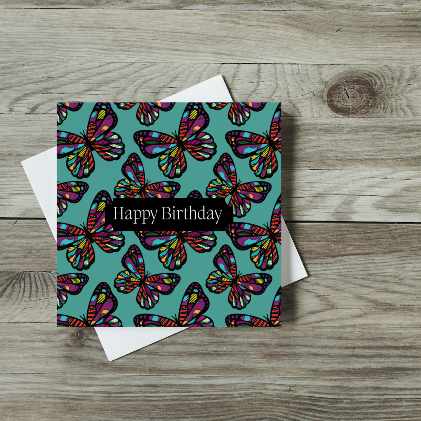 Afrocentric Butterfly Pattern Birthday Card