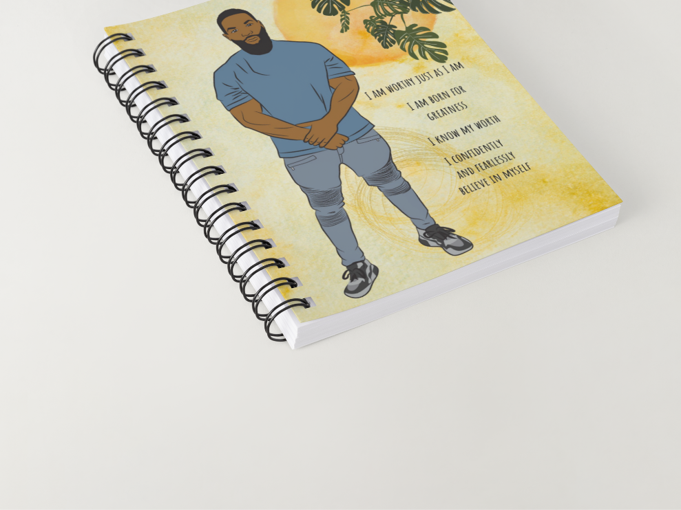 I Am Worthy Affirm Black Man A5 WiroBound Notebook