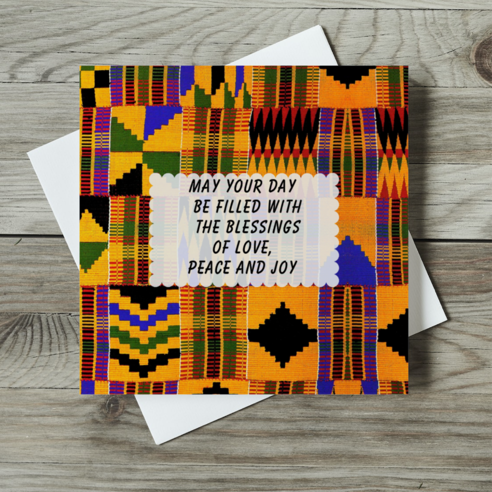 Kente print birthday card