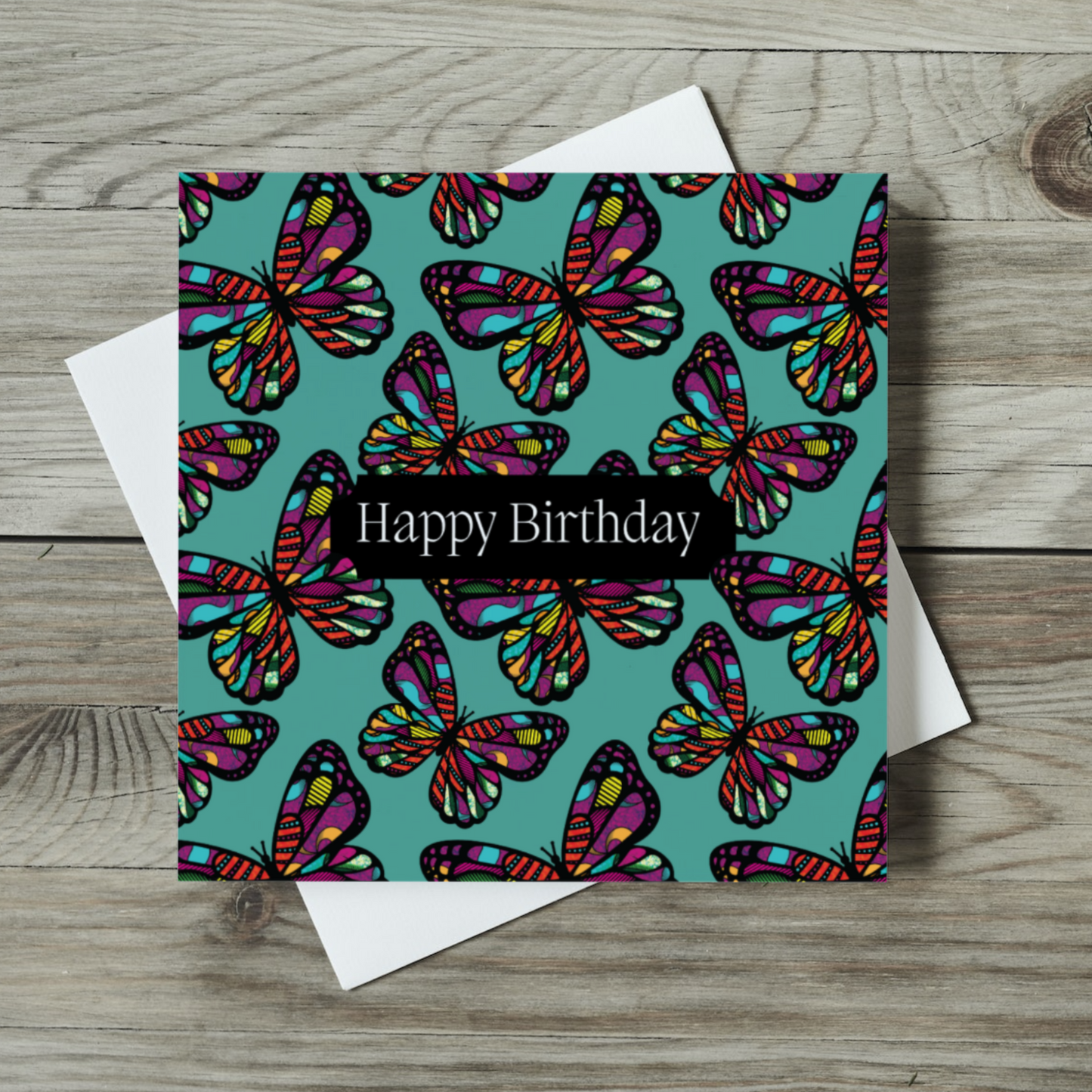 Afrocentric Butterfly Pattern Birthday Card