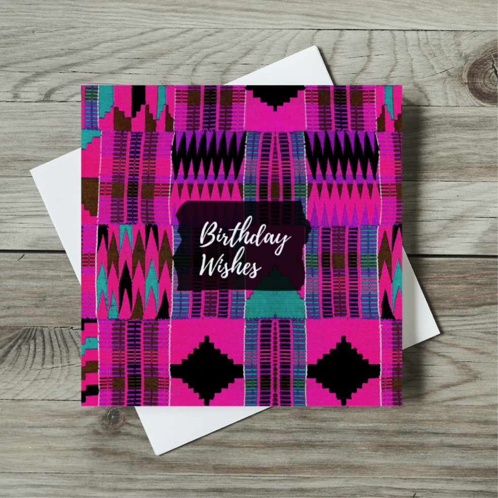 Pink kente birthday card