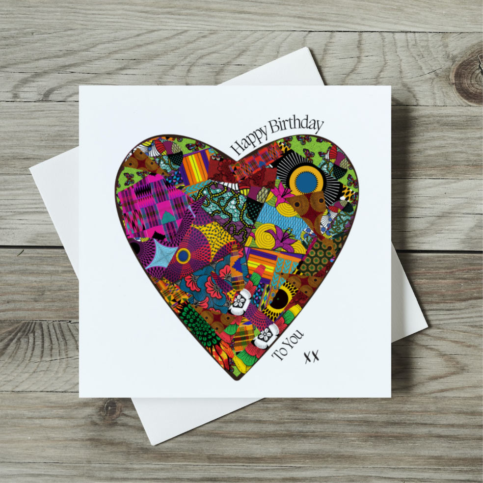 Heart aftocentric birthday card