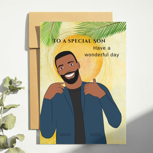 Special Son Black Greeting Card