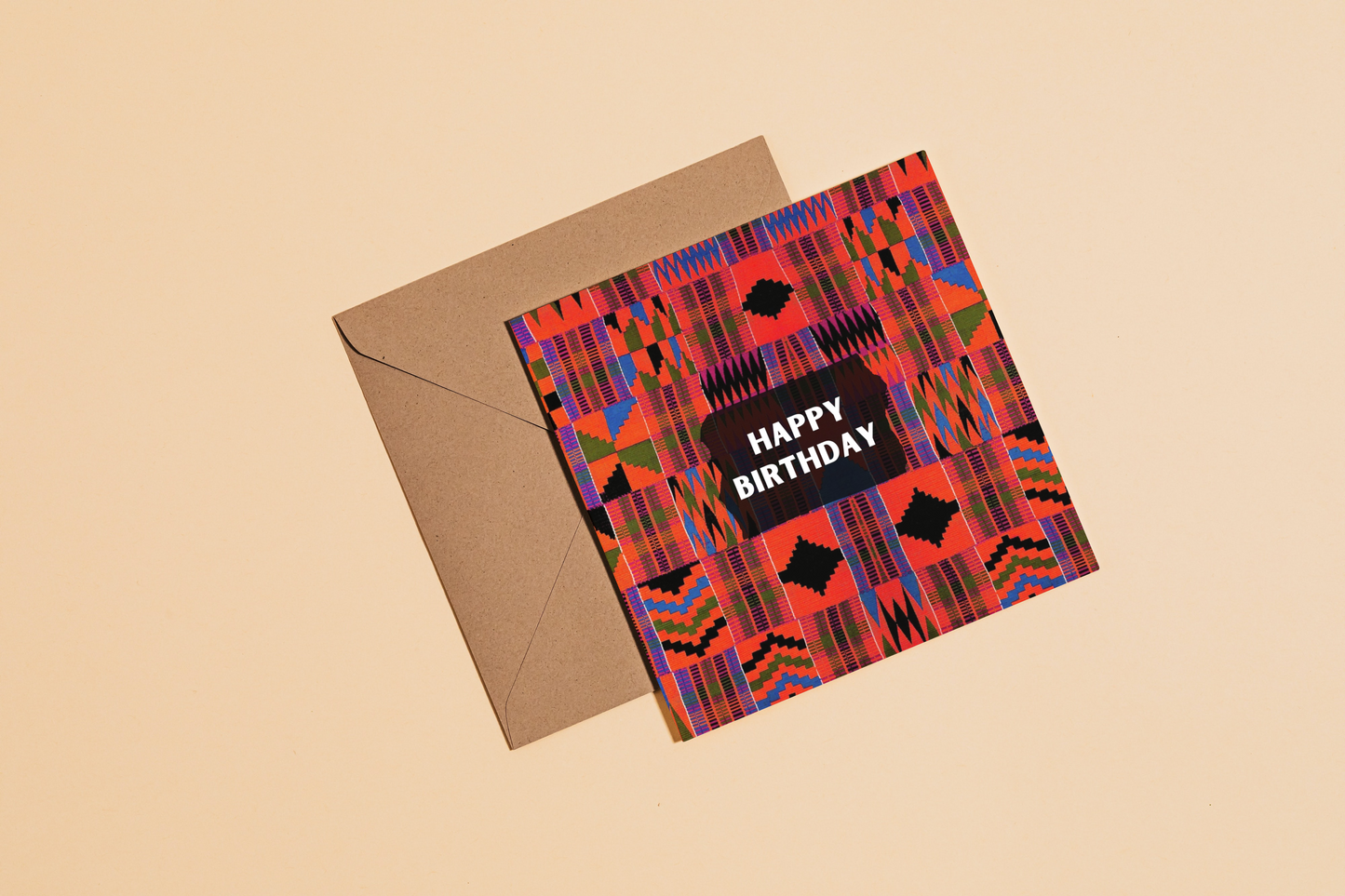 Red Kente Pattern Birthday Card