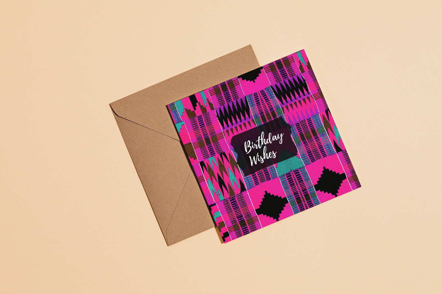 Pink Kente Pattern Birthday Card