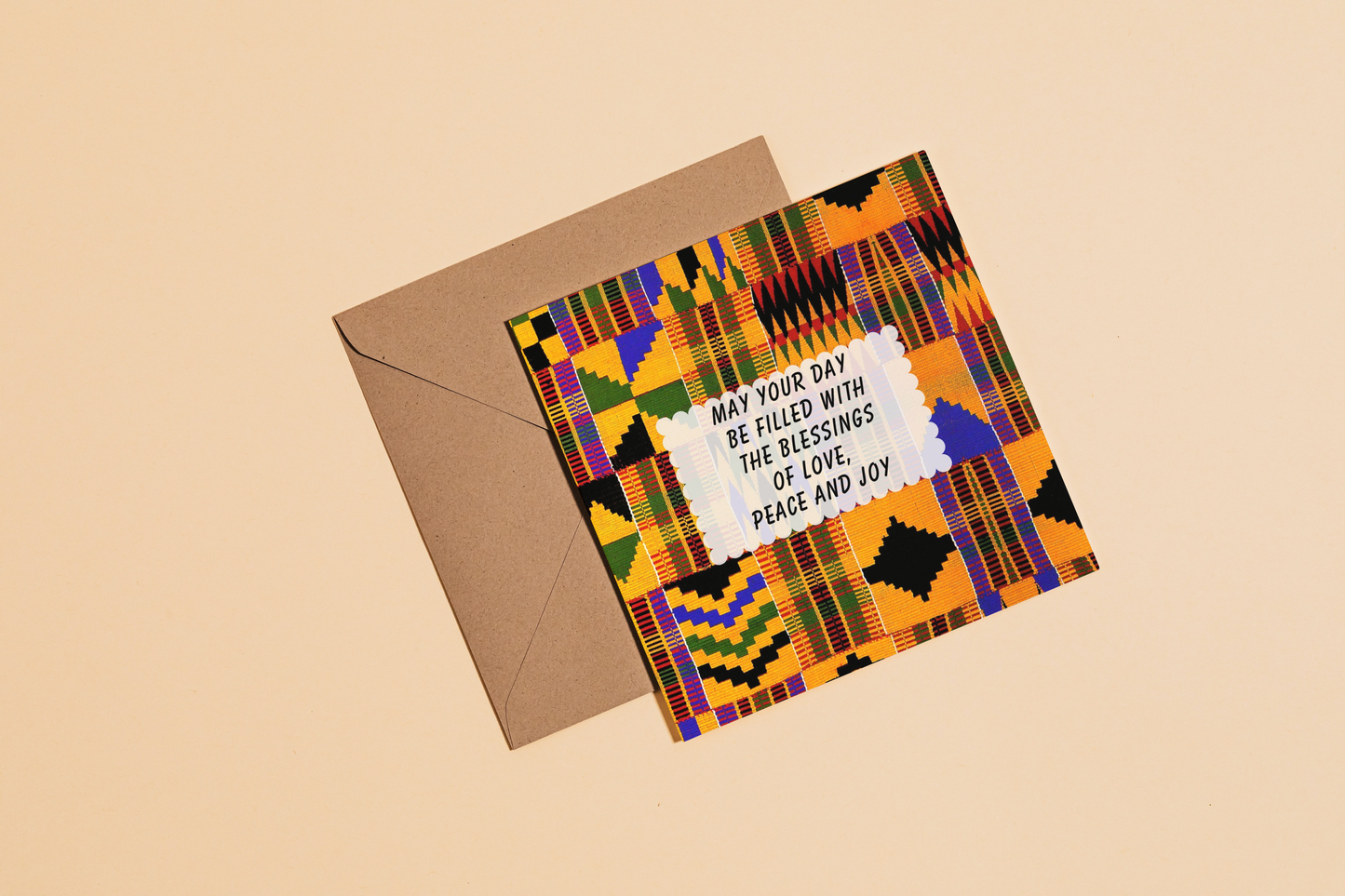 Orange Kente Pattern Birthday Card