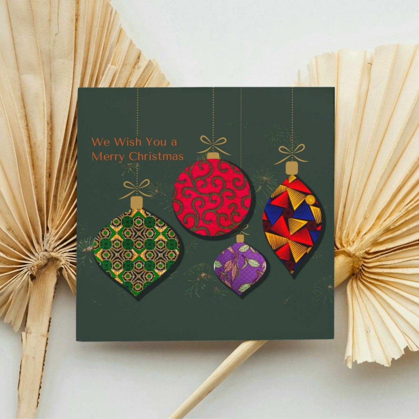 Christmas Baubles Card, African Print Inspired - Christmas Shop