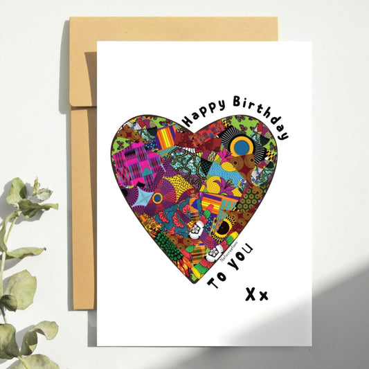 Heart Birthday Afrocentric Print Greeting Card