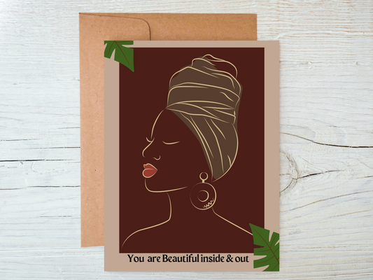 Beautiful Inside And Out Black Birthday Card