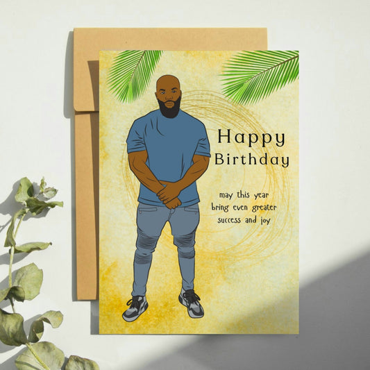 Nathaniel Black Fitness Bald Man Greeting Card