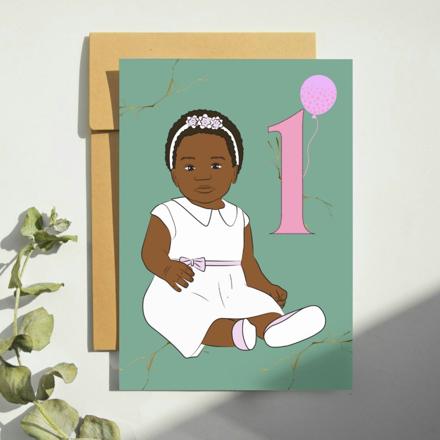 1st Baby Girl Birthday Card